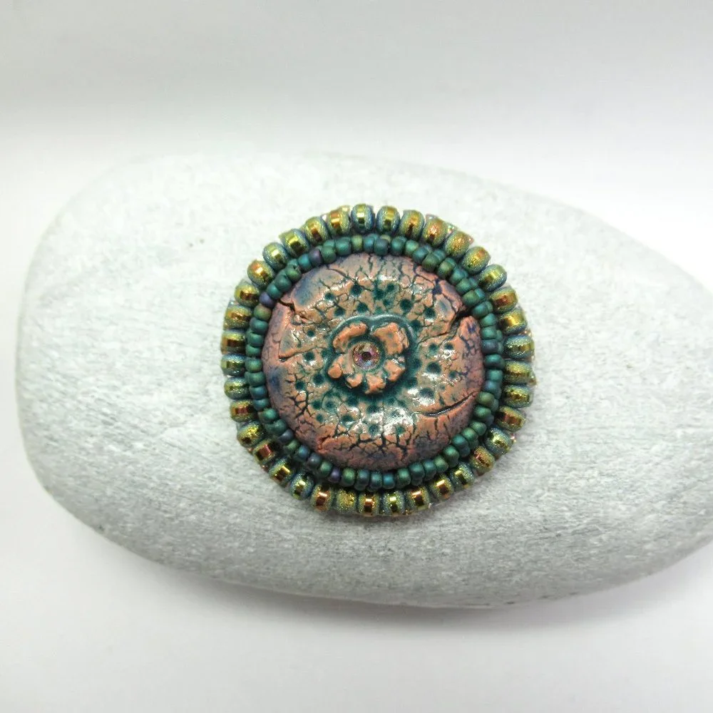 Handmade Cabochon Flower Brooch